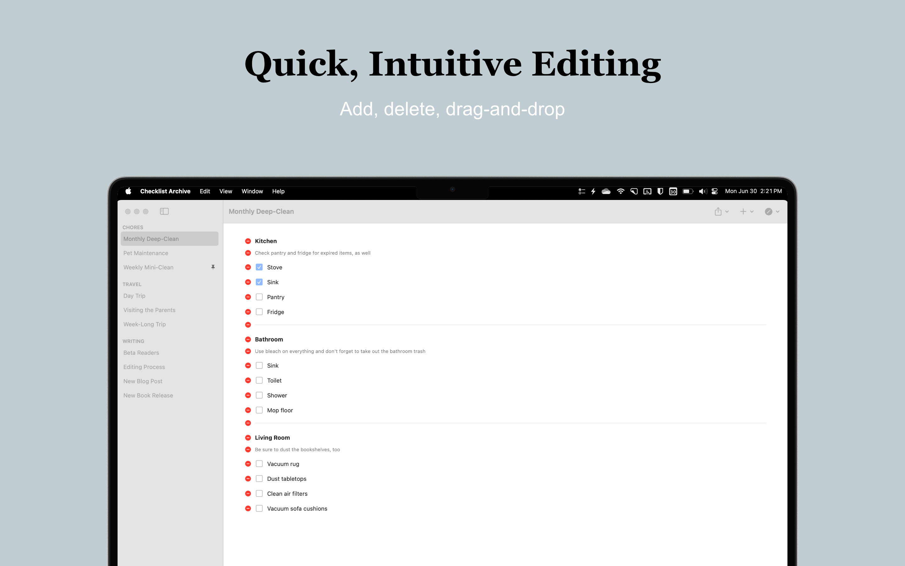 Checklist Archive MacOS screenshot 2