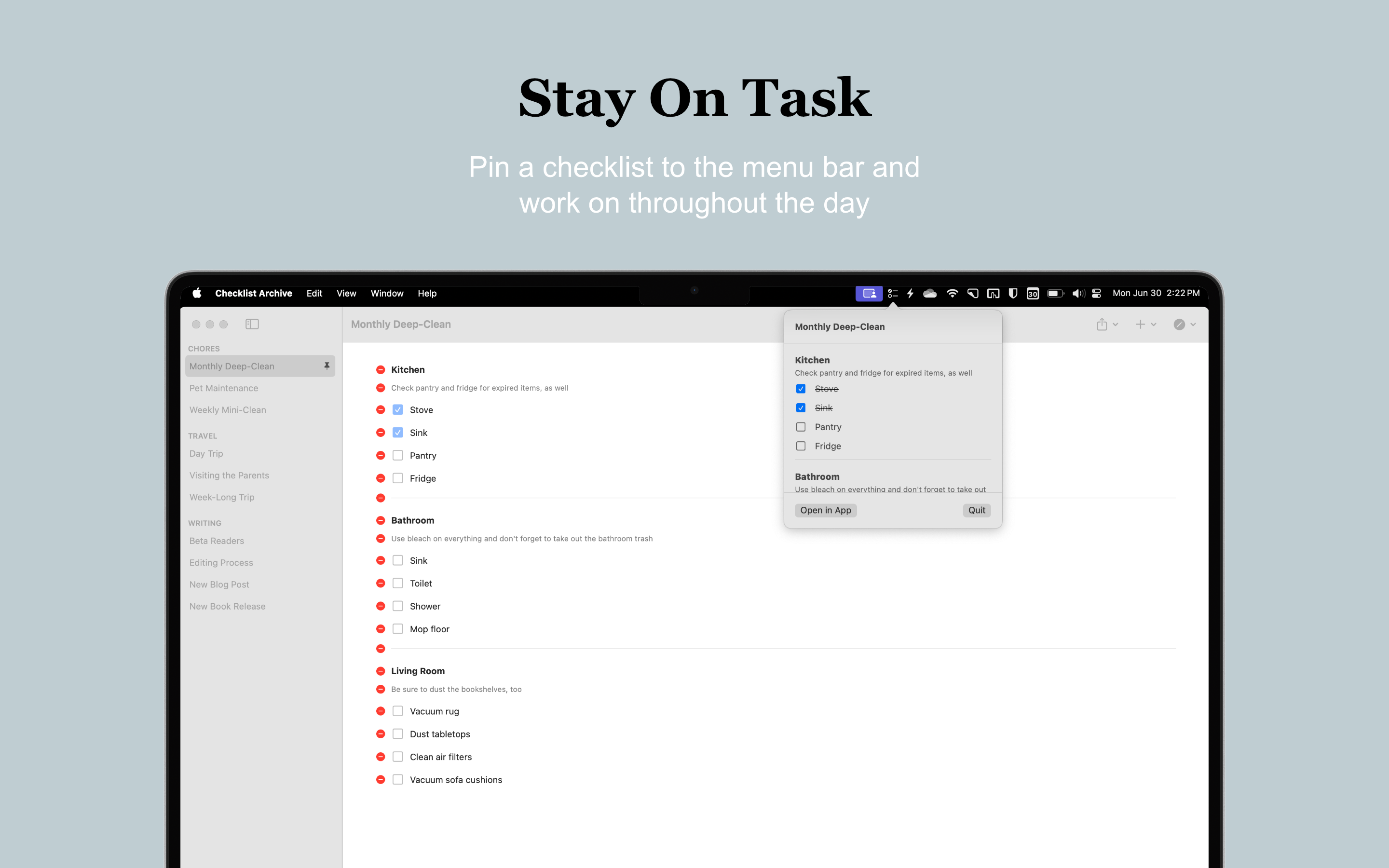 Checklist Archive MacOS screenshot 3