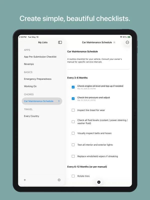 Checklist Archive iPad screenshot 1