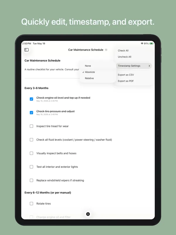Checklist Archive iPad screenshot 2