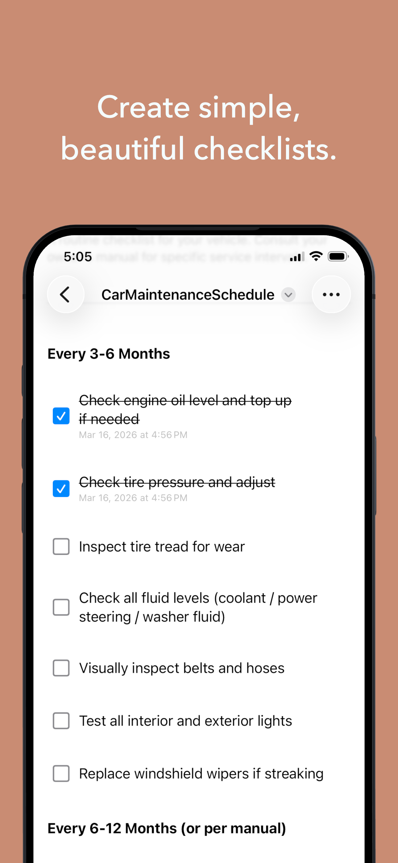 Checklist Archive iOS screenshot 1