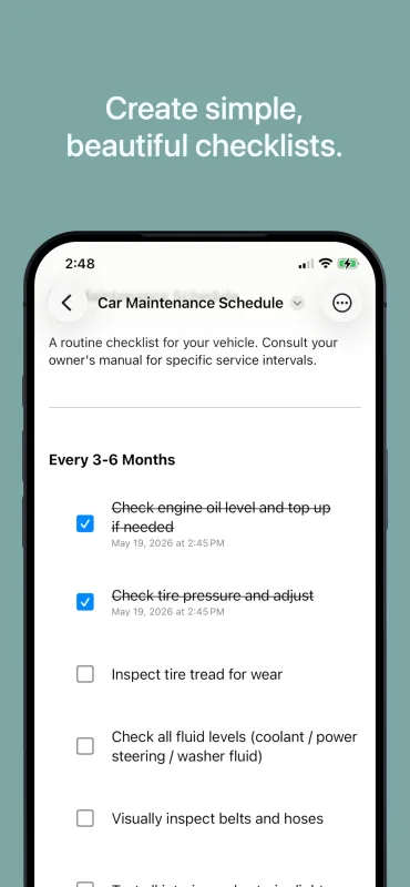 Checklist Archive iOS screenshot 1