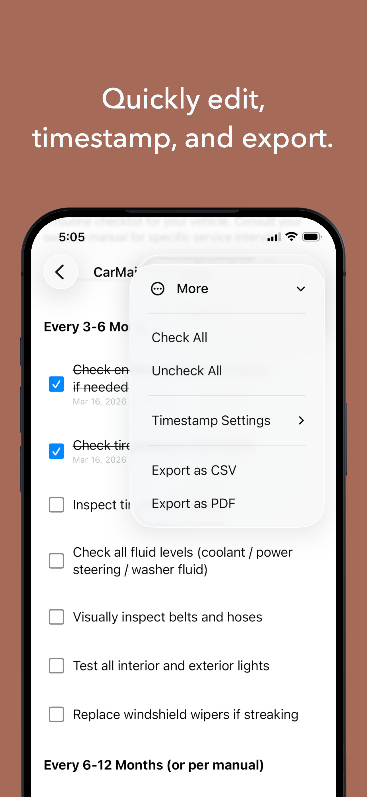 Checklist Archive iOS screenshot 2