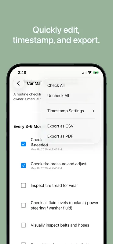 Checklist Archive iOS screenshot 2