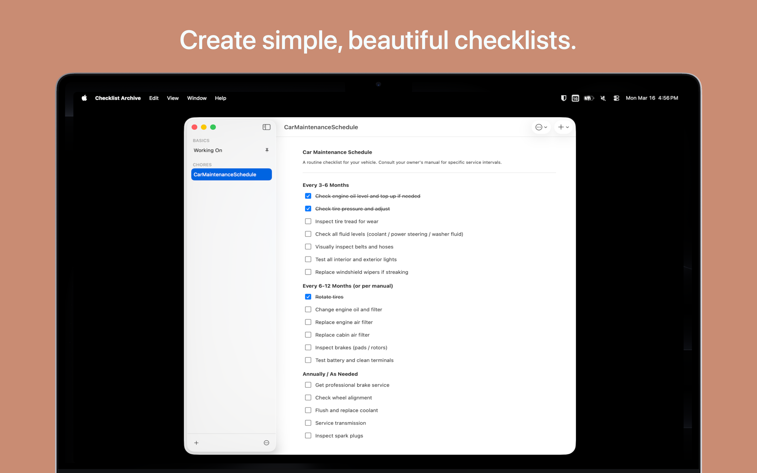 Checklist Archive MacOS screenshot 1