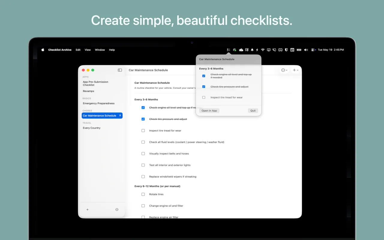 Checklist Archive macOS screenshot 1