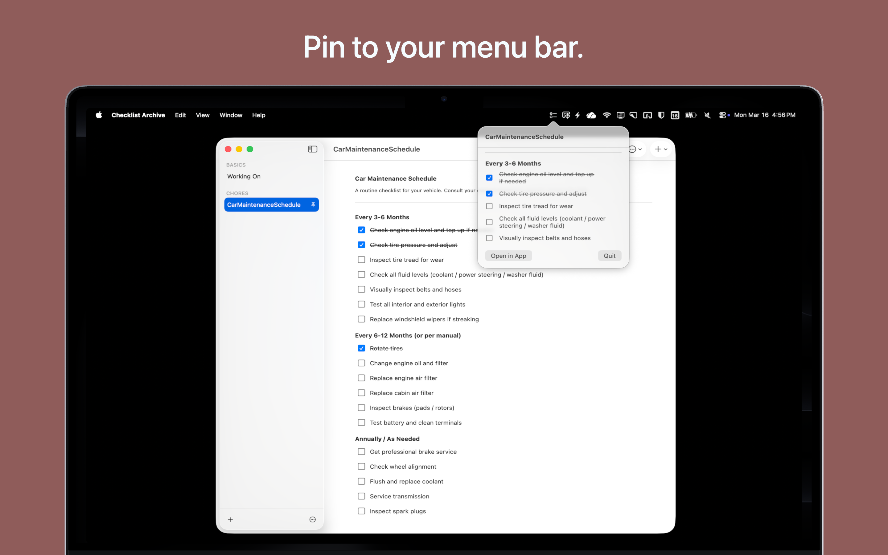 Checklist Archive MacOS screenshot 3