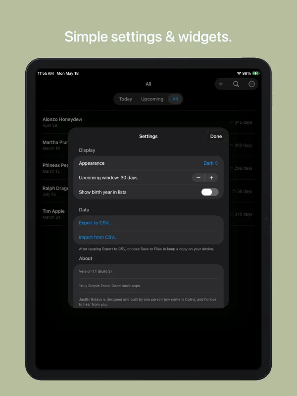 Just Birthdays iPad screenshot 3