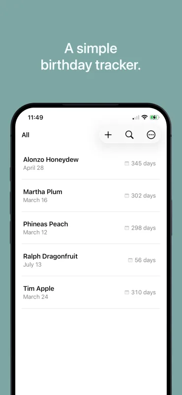 Just Birthdays iOS screenshot 1