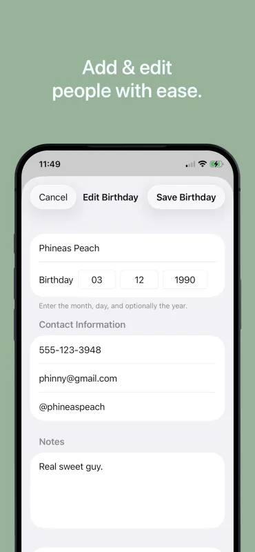 Just Birthdays iOS screenshot 2