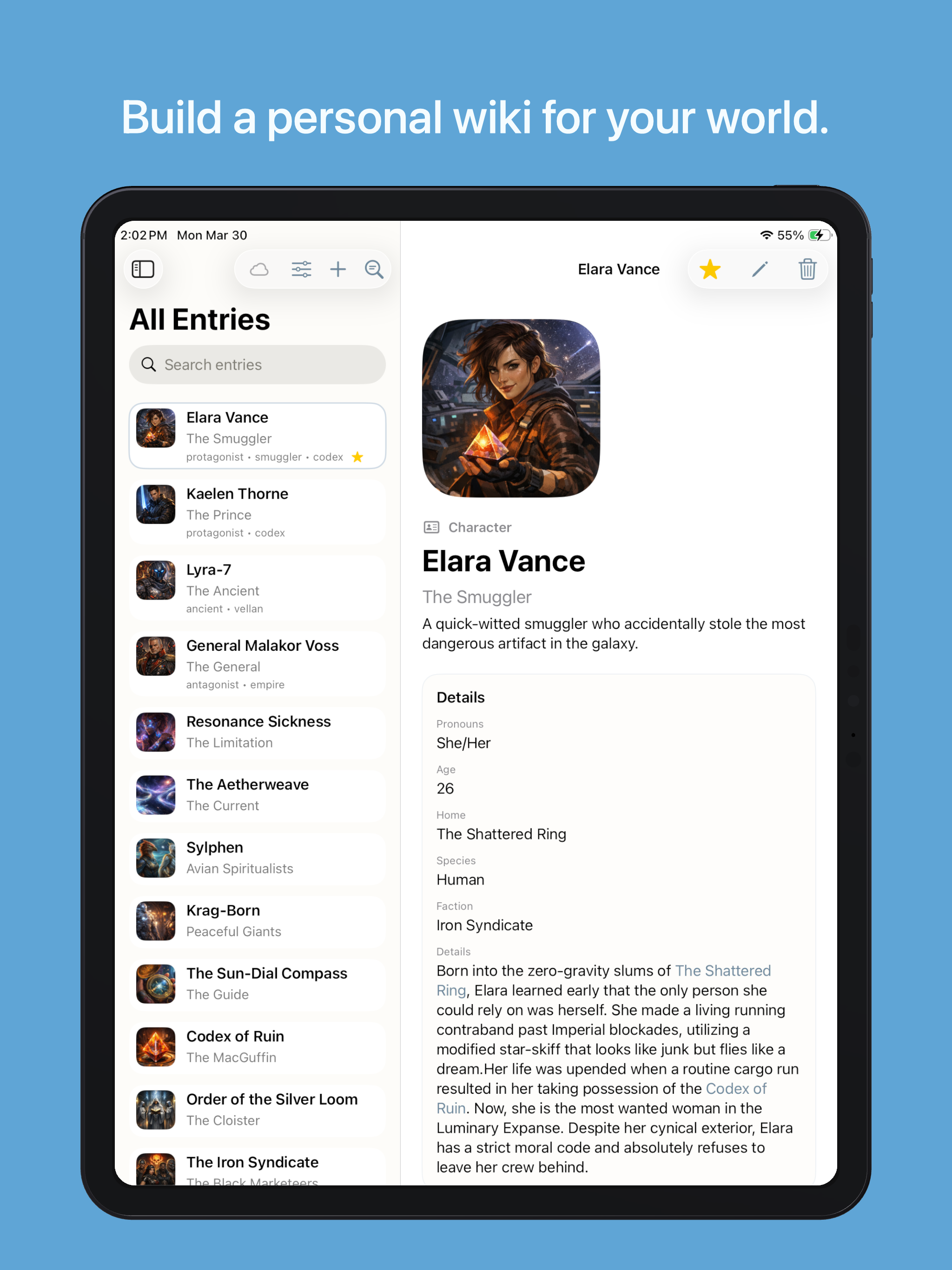 Story Wiki iPad screenshot 1