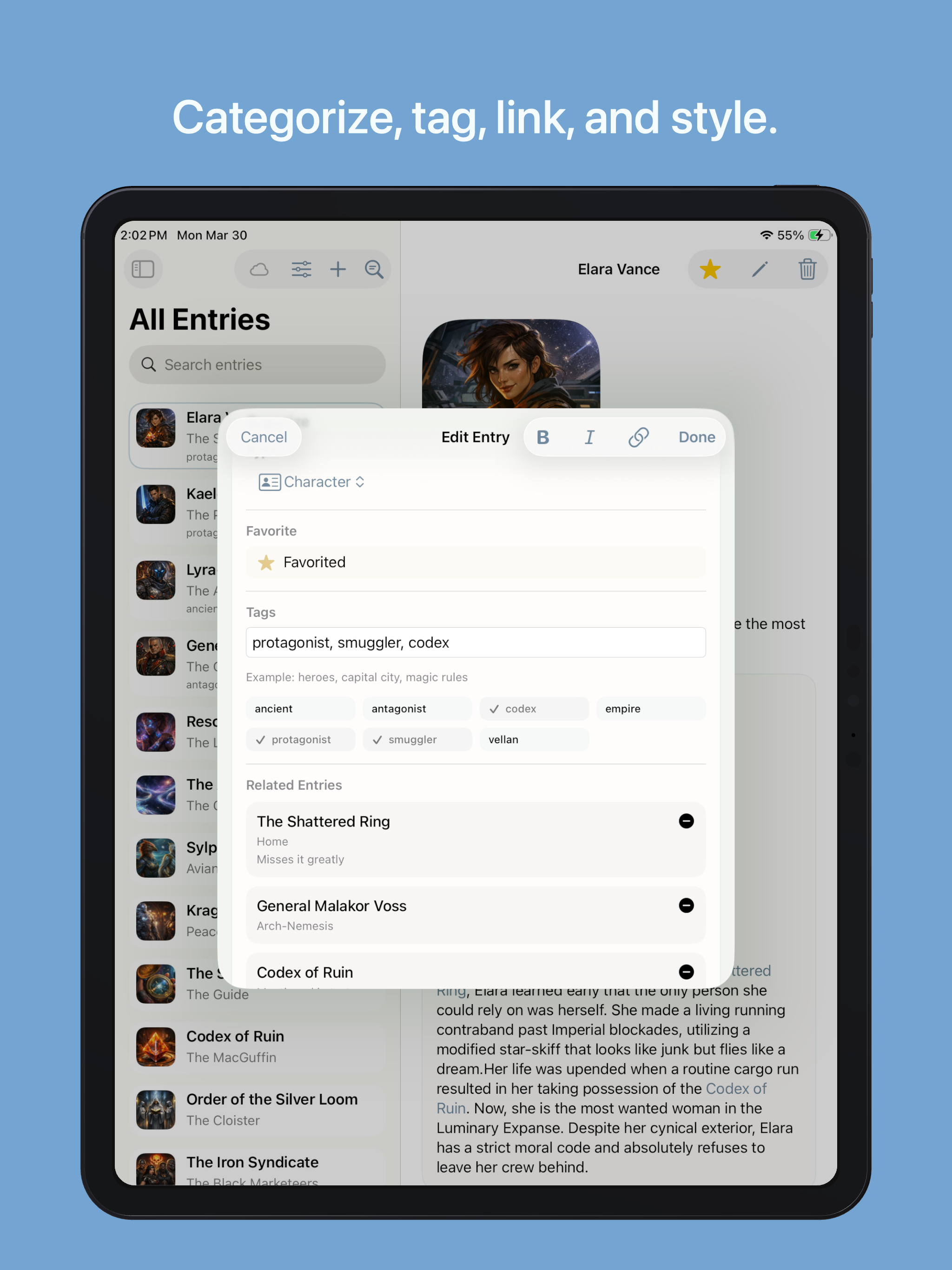 Story Wiki iPad screenshot 2