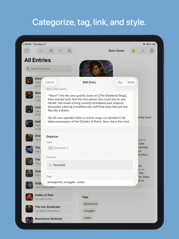 Story Wiki iPad screenshot 2