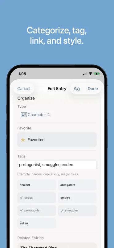 Story Wiki iOS screenshot 2