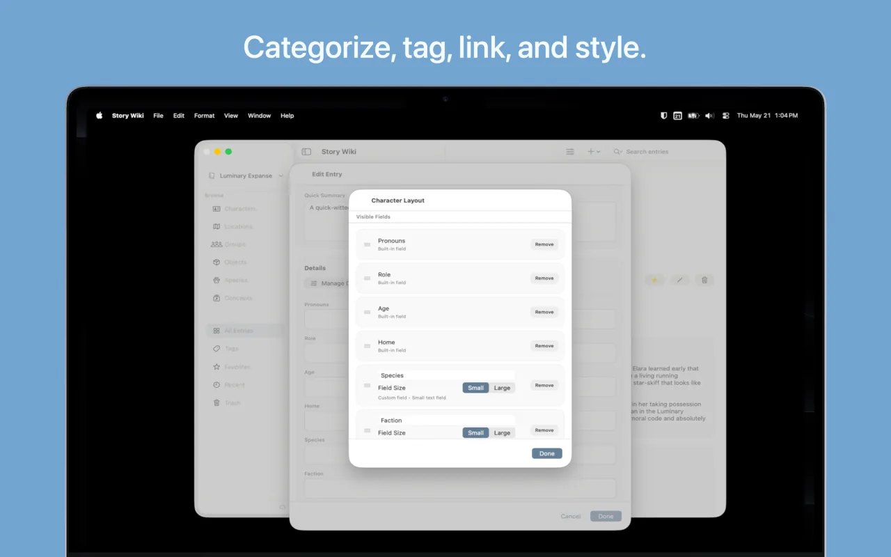 Story Wiki macOS screenshot 2