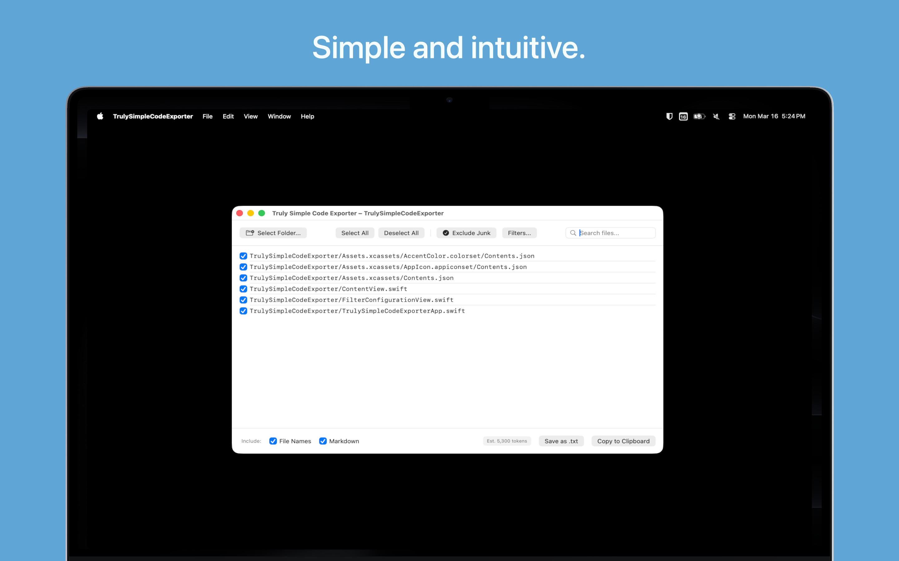 Truly Simple Code Exporter screenshot 1