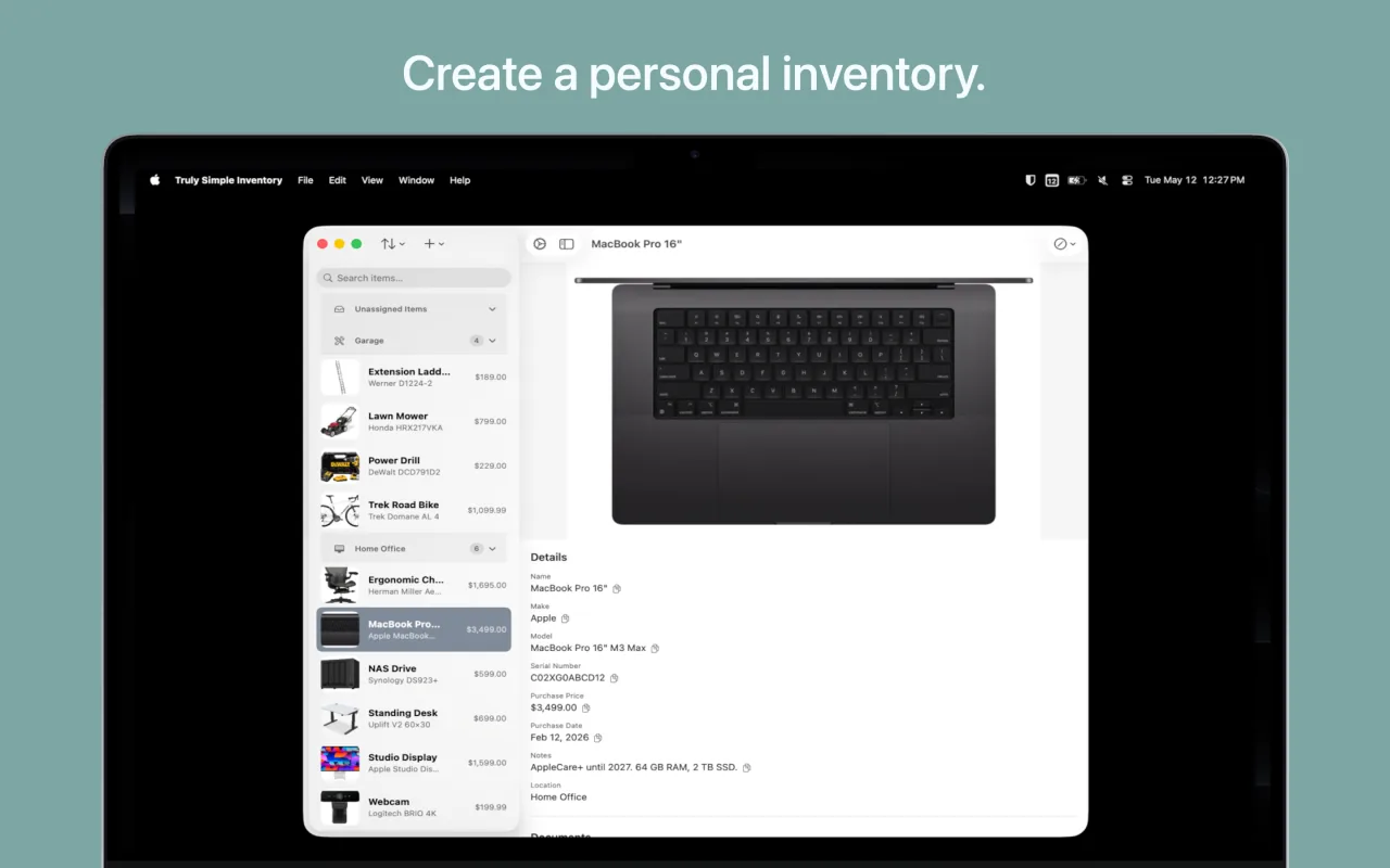 Truly Simple Inventory macOS screenshot 1