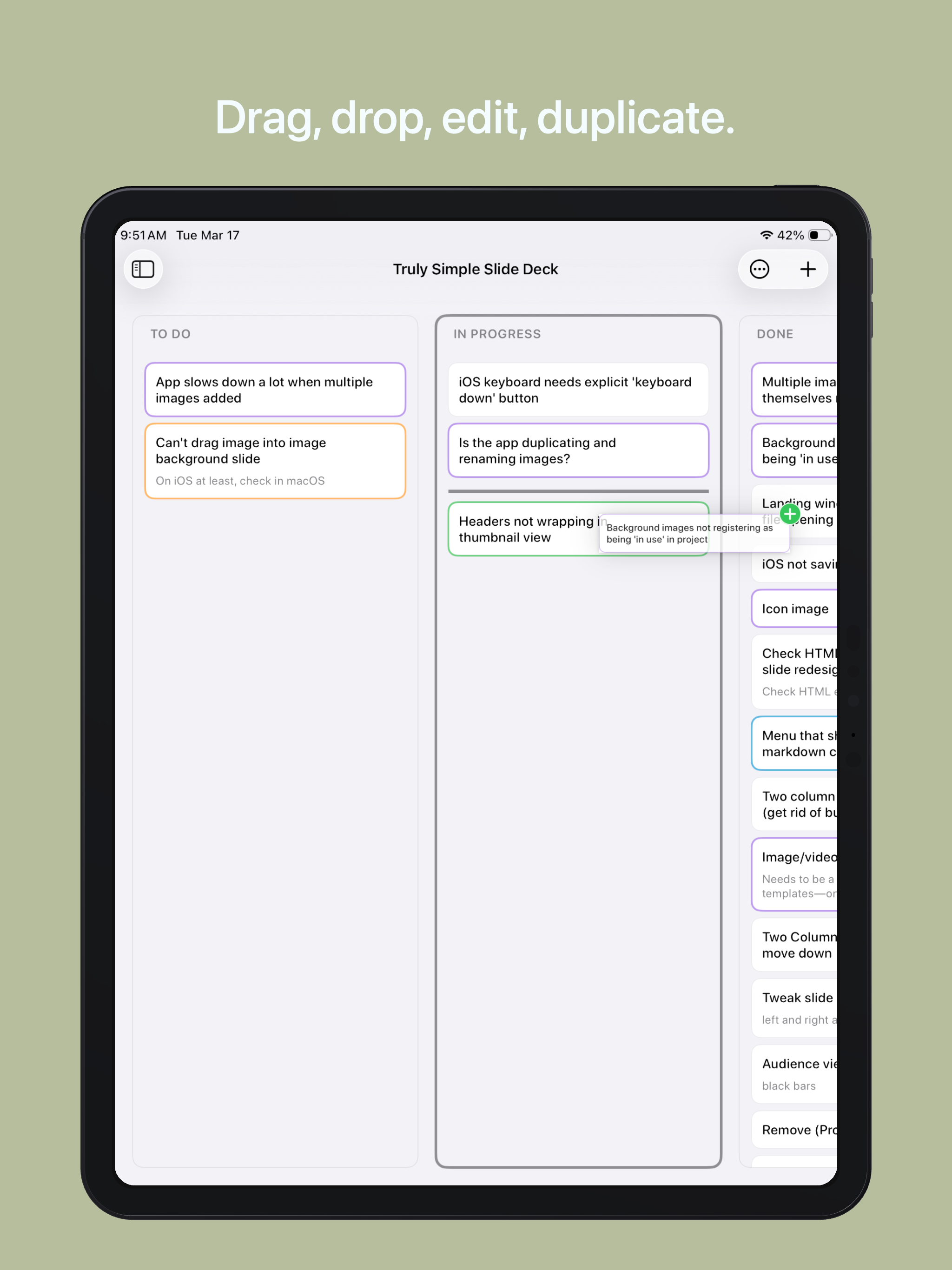 Truly Simple Kanban iPad screenshot 3