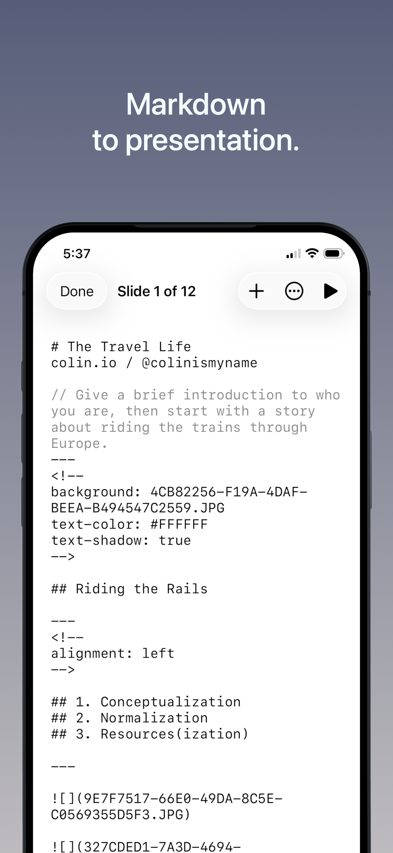 Trulys Simple Slide Deck iOS screenshot 1