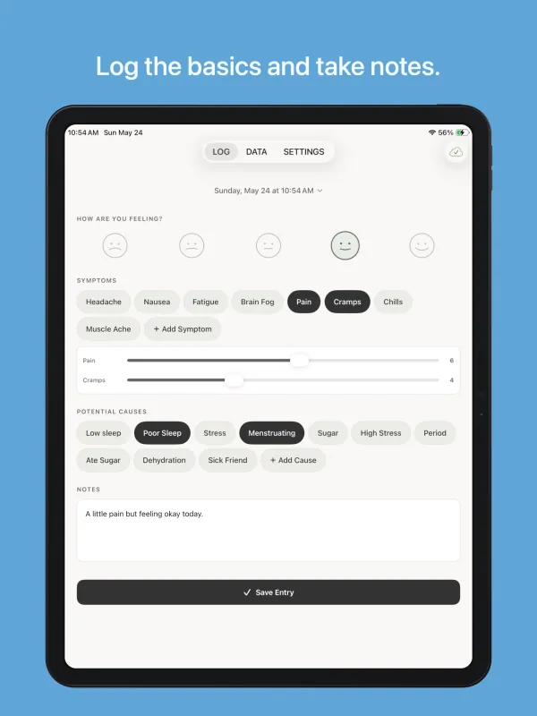 Truly Simple Symptom Log iPad screenshot 1