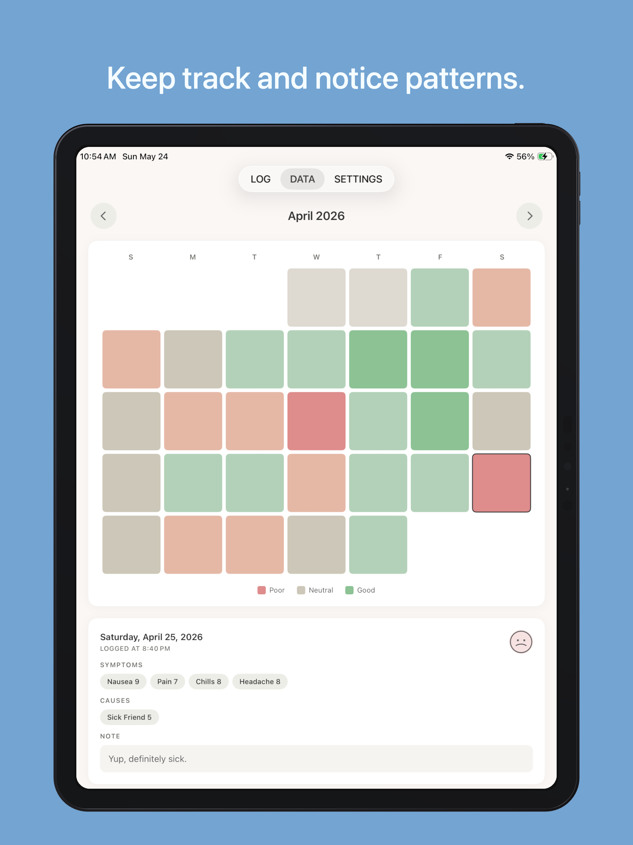 Truly Simple Symptom Log iPad screenshot 2