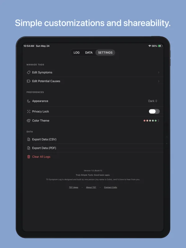 Truly Simple Symptom Log iPad screenshot 3