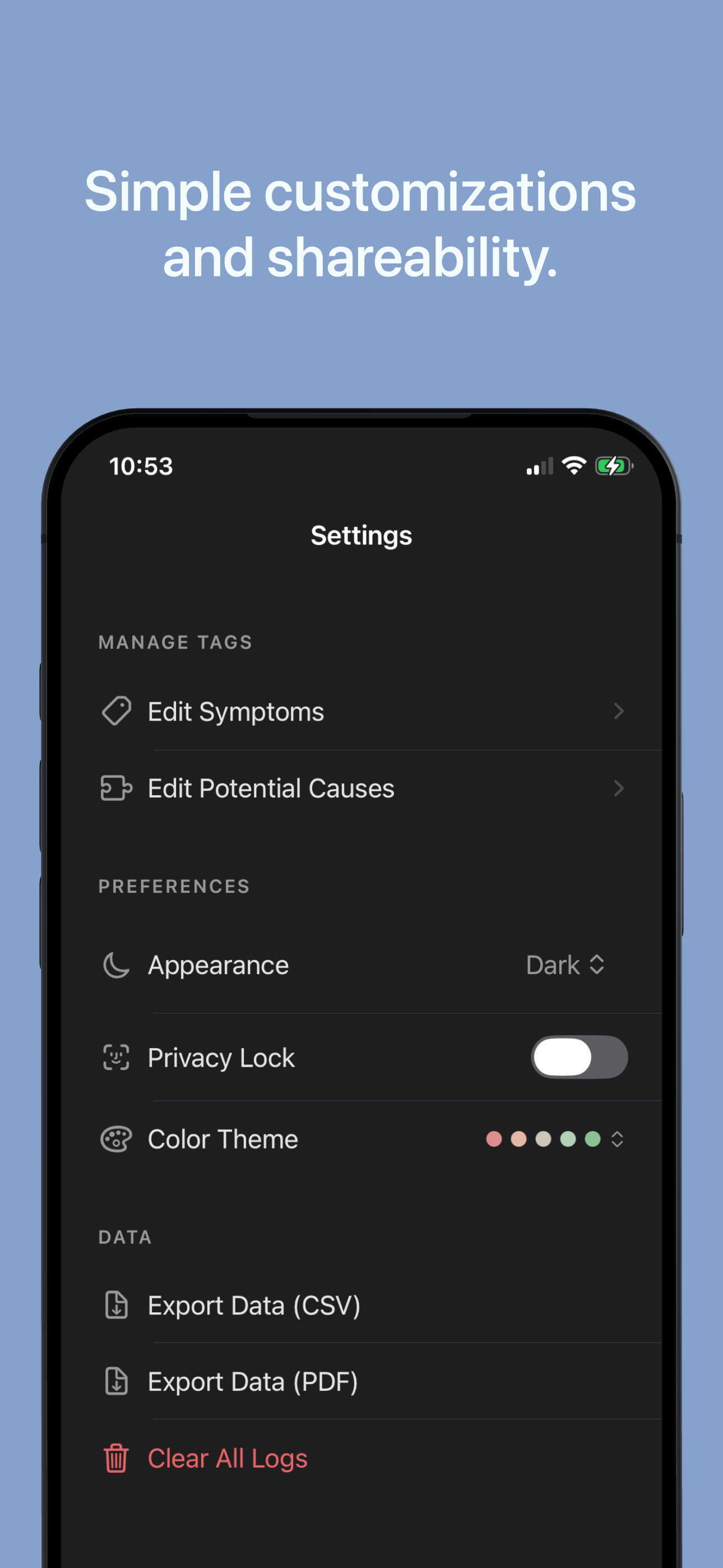 Truly Simple Symptom Log iOS screenshot 3