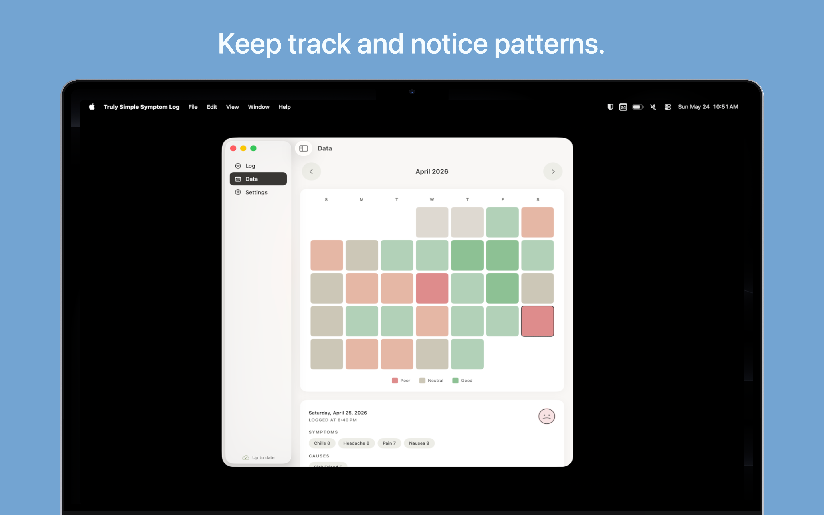 Truly Simple Symptom Log MacOS screenshot 2