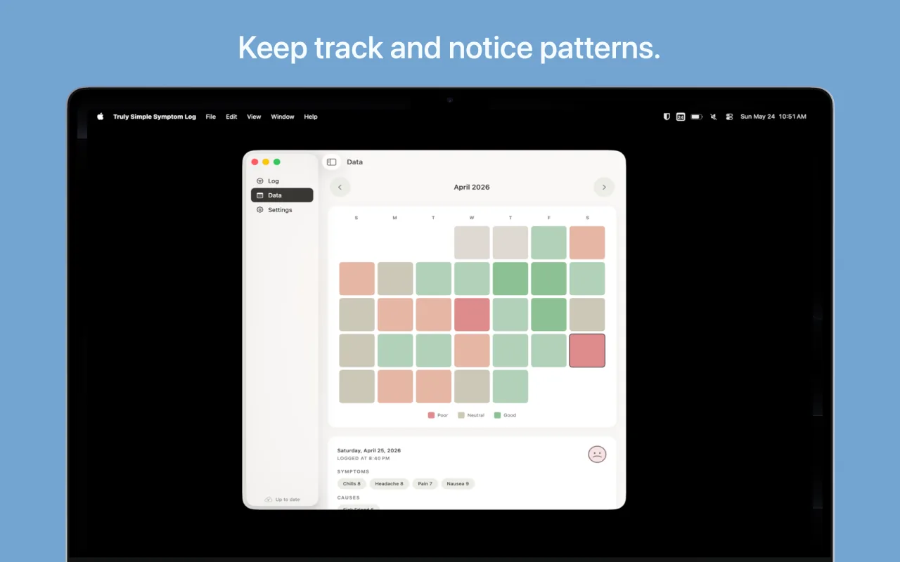 Truly Simple Symptom Log macOS screenshot 2