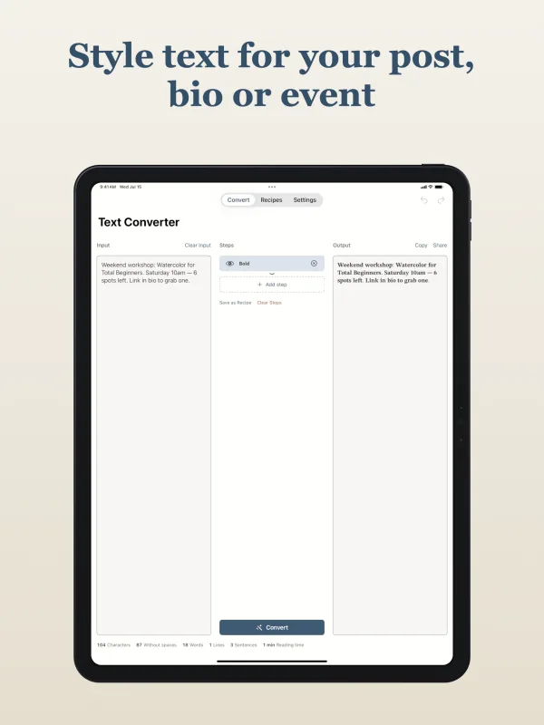Truly Simple Text Converter iPad screenshot 1