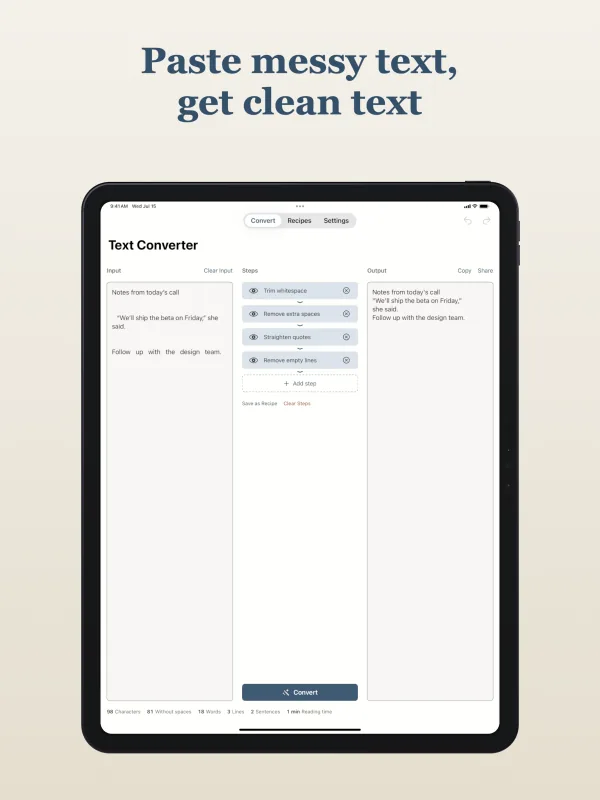 Truly Simple Text Converter iPad screenshot 2