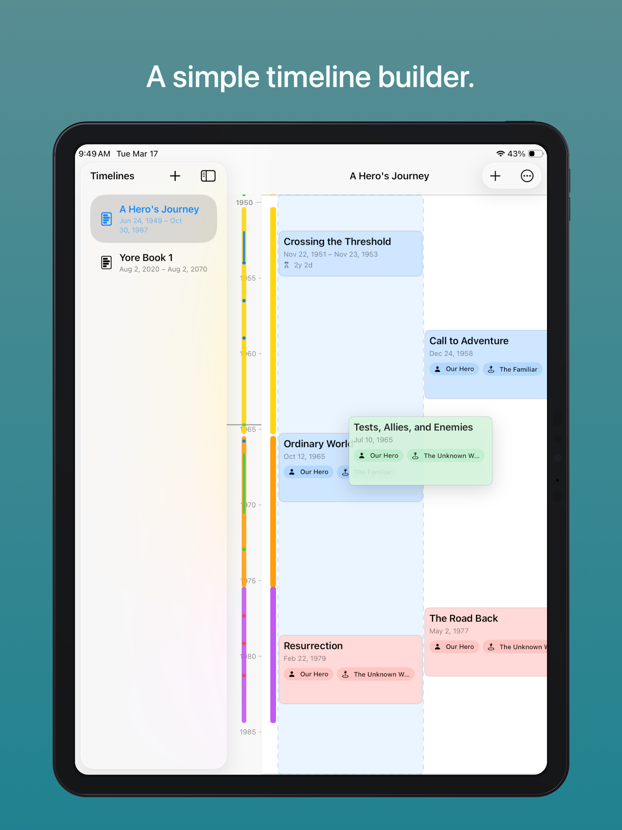 Trulys Simple Timeline iPad screenshot 1