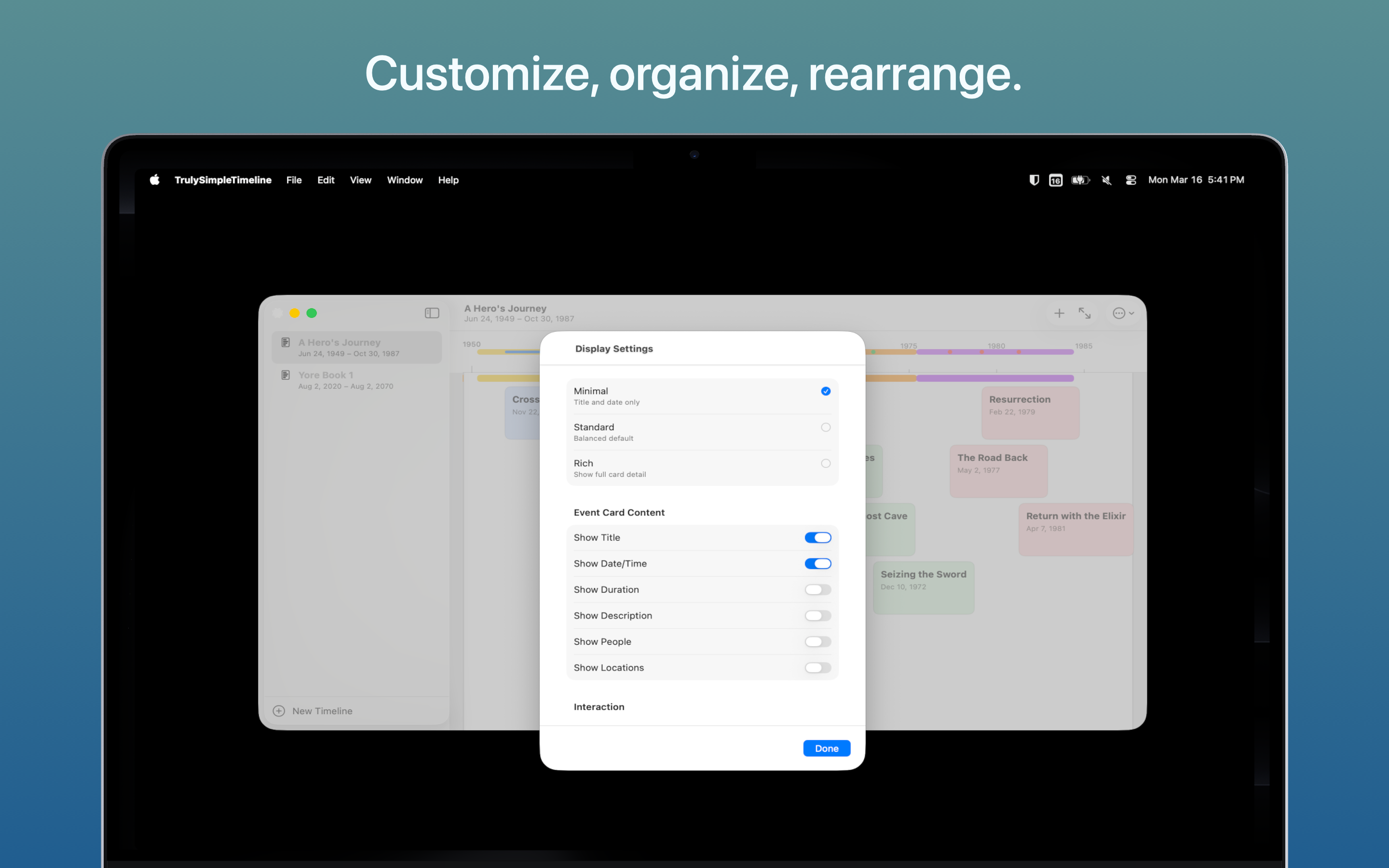 Trulys Simple Timeline MacOS screenshot 2