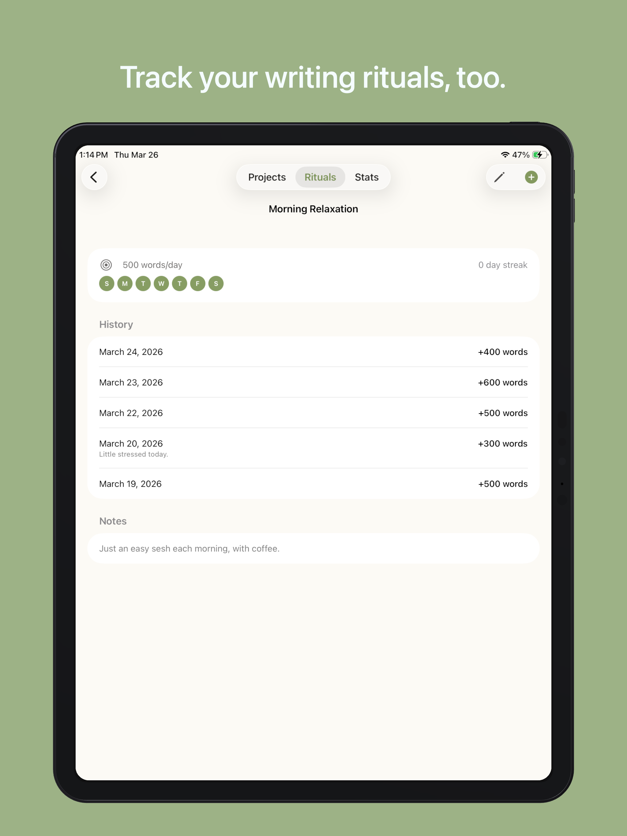 Truly Simple Word Tracker iPad screenshot 2