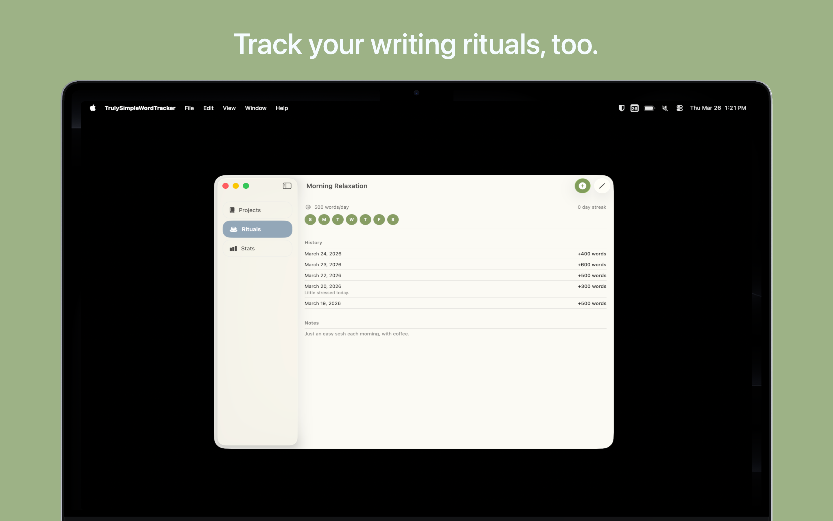 Truly Simple Word Tracker Mac screenshot 2