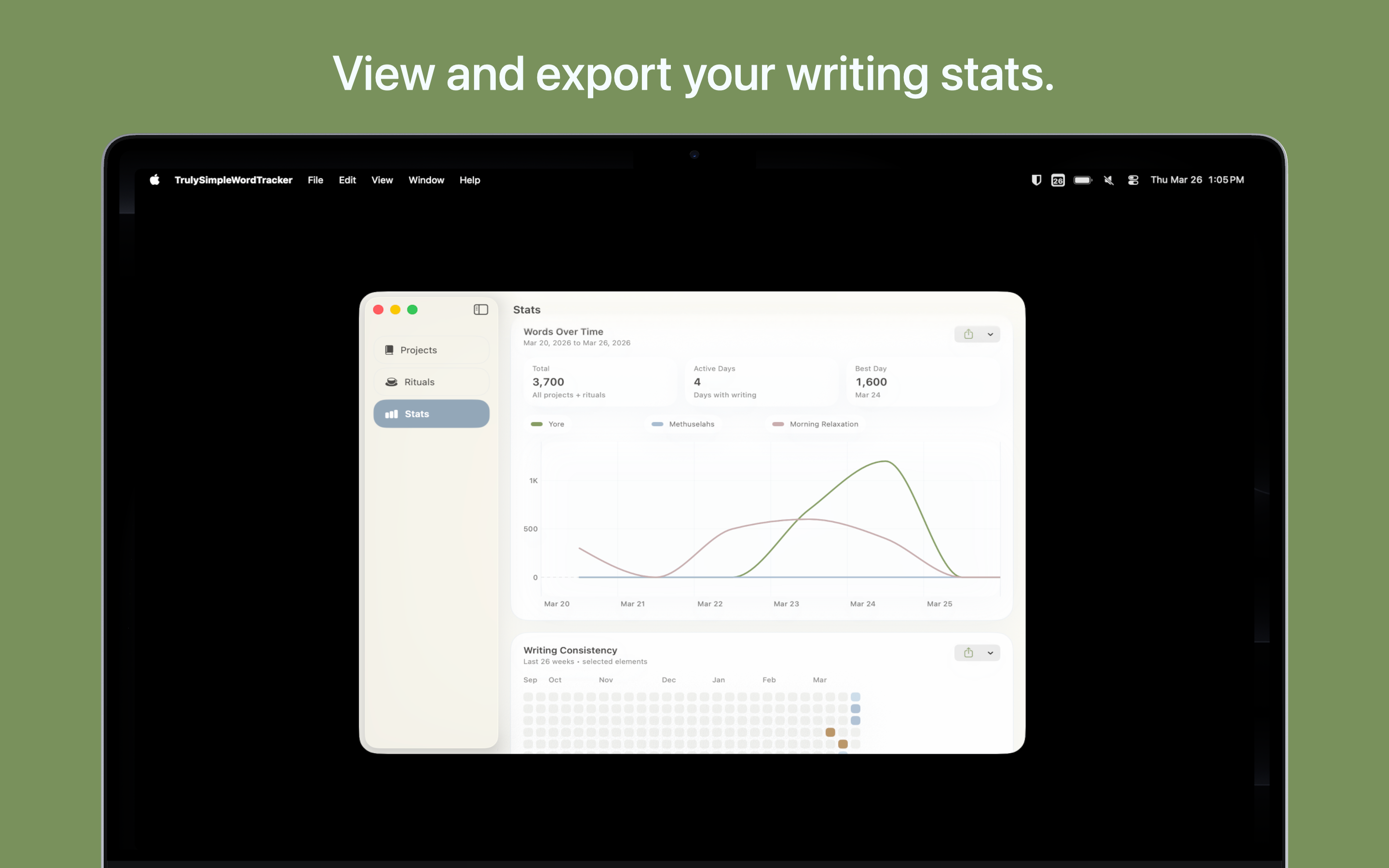 Truly Simple Word Tracker Mac screenshot 3